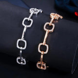 Geometric Chain Link CZ Bracelet for Women CB237