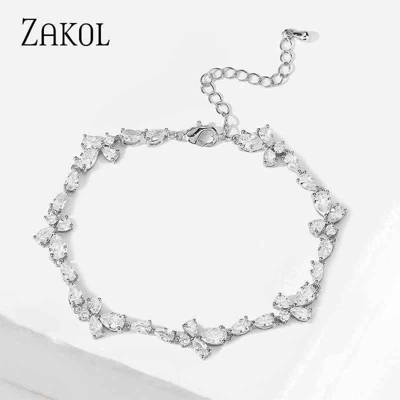 Water Drop CZ Charm Bracelet for Women
