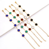 Stainless Steel Plated Five Leaf Grass Five Leaf Flower Bracelet