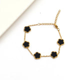 Stainless Steel Plated Five Leaf Grass Five Leaf Flower Bracelet