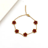 Stainless Steel Plated Five Leaf Grass Five Leaf Flower Bracelet