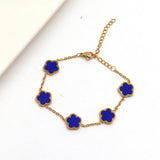 Stainless Steel Plated Five Leaf Grass Five Leaf Flower Bracelet