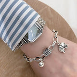 Vintage Silver Elephant Bracelet with Round Bead Pendant