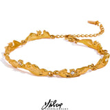 Metal Rock Texture Stainless Steel Plated Chain Bangle Bracelet