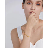 Metal Rock Texture Stainless Steel Plated Chain Bangle Bracelet