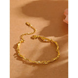 Metal Rock Texture Stainless Steel Plated Chain Bangle Bracelet