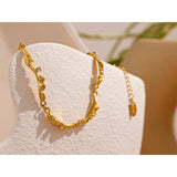 Metal Rock Texture Stainless Steel Plated Chain Bangle Bracelet
