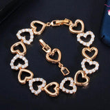 CWWZircons Romantic 585 CZ Bracelet Love Heart Wristband CB204