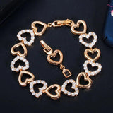 CWWZircons Romantic 585 CZ Bracelet Love Heart Wristband CB204