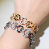 CWWZircons Romantic 585 CZ Bracelet Love Heart Wristband CB204