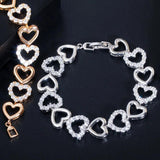 CWWZircons Romantic 585 CZ Bracelet Love Heart Wristband CB204