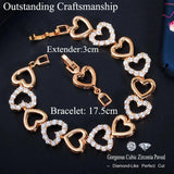 CWWZircons Romantic 585 CZ Bracelet Love Heart Wristband CB204