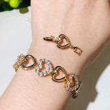CWWZircons Romantic 585 CZ Bracelet Love Heart Wristband CB204