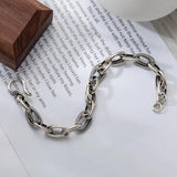 Retro Thick Chain Silver Bracelet For Men Women Couples Jewelry