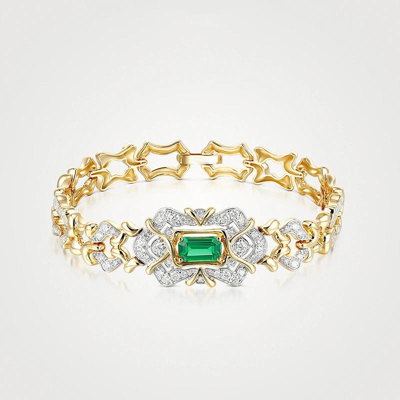 Vintage Green Crystal Bracelet Bling Square Zircon Charm Bracelet