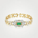 Vintage Green Crystal Bracelet Bling Square Zircon Charm Bracelet