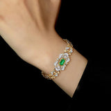 Vintage Green Crystal Bracelet Bling Square Zircon Charm Bracelet