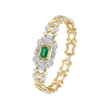 Vintage Green Crystal Bracelet Bling Square Zircon Charm Bracelet