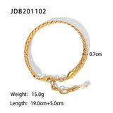 18K Plated Snake Chain Bracelet with Pearl for W