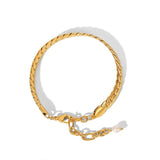 18K Plated Snake Chain Bracelet with Pearl for W