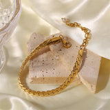 18K Plated Snake Chain Bracelet with Pearl for W