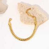 18K Plated Snake Chain Bracelet with Pearl for W
