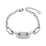 Geometric CZ Crystal Charm Bracelet Titanium Steel Chain Boho Jewelry