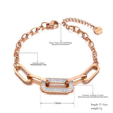 Geometric CZ Crystal Charm Bracelet Titanium Steel Chain Boho Jewelry