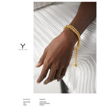 Stainless Steel Chain Bangle Bracelet Beach Shell Natural Pearl Bracelet
