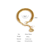 Stainless Steel Chain Bangle Bracelet Beach Shell Natural Pearl Bracelet