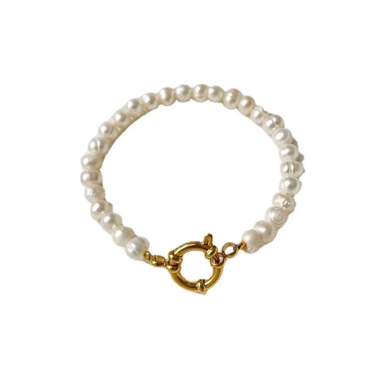 Baroque Pearl Bracelet with Stainless Steel Buckle