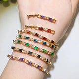 Red Cubic Zirconia Square Cut Bangle Bracelet for Dinner Party