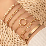 Heart Moon Bracelets for Women Charms Hollow Out Geometry Alloy Metal Bangle