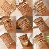 Heart Moon Bracelets for Women Charms Hollow Out Geometry Alloy Metal Bangle