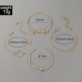 Heart Moon Bracelets for Women Charms Hollow Out Geometry Alloy Metal Bangle
