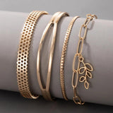 Heart Moon Bracelets for Women Charms Hollow Out Geometry Alloy Metal Bangle