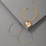 Heart Moon Bracelets for Women Charms Hollow Out Geometry Alloy Metal Bangle
