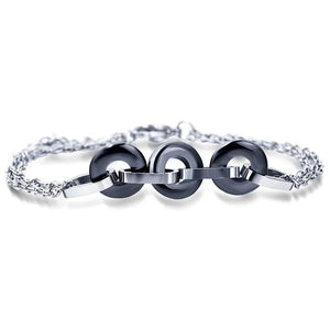 White Ceramic Charm Bracelets For Women Circle Round Bracelets & Bangles