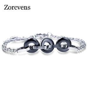 White Ceramic Charm Bracelets For Women Circle Round Bracelets & Bangles