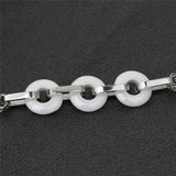White Ceramic Charm Bracelets For Women Circle Round Bracelets & Bangles