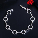 CWWZircons CZ 585 Round Link Chain Bracelet for Women