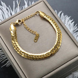 Retro Braided Thick Chain Bracelet Snake Bone Bangle Stainless Steel
