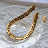 Retro Braided Thick Chain Bracelet Snake Bone Bangle Stainless Steel