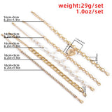 Vintage Multilayer Chains Bracelets Kpop Charm Crystal Heart Pearl Pendants Brac
