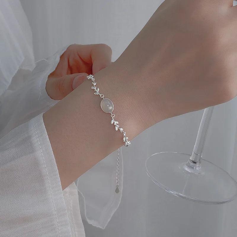 925 Silver Bracelet for Women Girls Jade Twigs Birthday Gift Jewelry