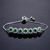 JUNZI Green Round Zircon Adjustable Bracelet for Women Crystal Bracelets