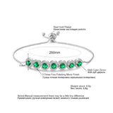 JUNZI Green Round Zircon Adjustable Bracelet for Women Crystal Bracelets