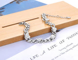 Titanium SS Chain Link Bracelet Rhinestone Heart Charm B22004