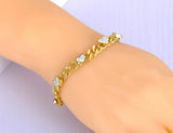 Titanium SS Chain Link Bracelet Rhinestone Heart Charm B22004