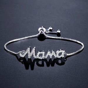 Letter Mama Charm Bracelet CZ Adjustable Jewelry Gift for Mom